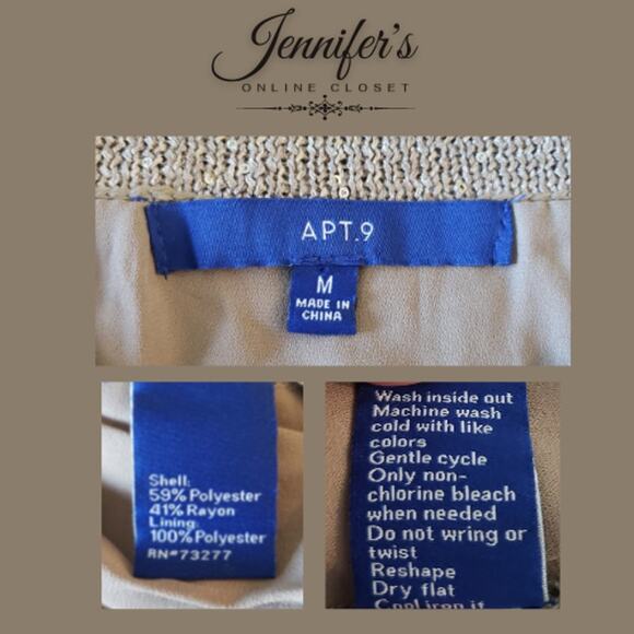 3/$25 Apt. 9 Women's Tan Asymmetrical Sequin Scoop Neck Long Sleeve Sweater - Picture 8 of 10